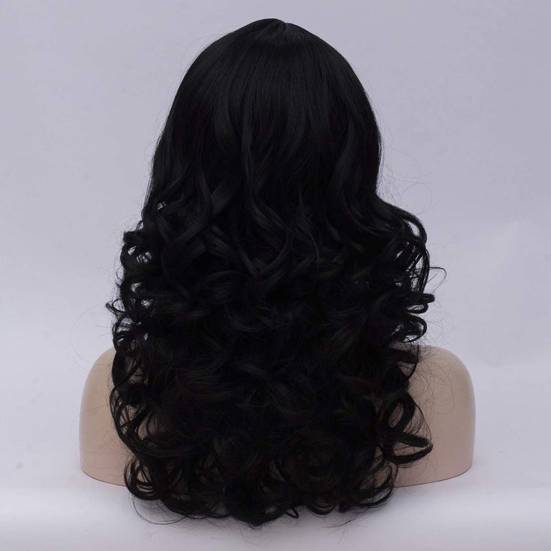 ساينج لين شعر مستعار Cying Lin بطول 45.72 سم طويل مجعد بني داكن من ألياف خلية النحل المقاومة للحرارة شعر صناعي للحفلات شعر مستعار طبيعي بيلوكا (بني داكن) - Image 4